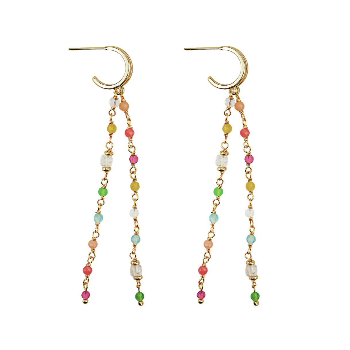 MULTICOLOR CRYSTAL LINEAR DUSTER EARRINGS